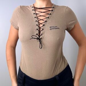 Y2K Harley Davidson Brown Top